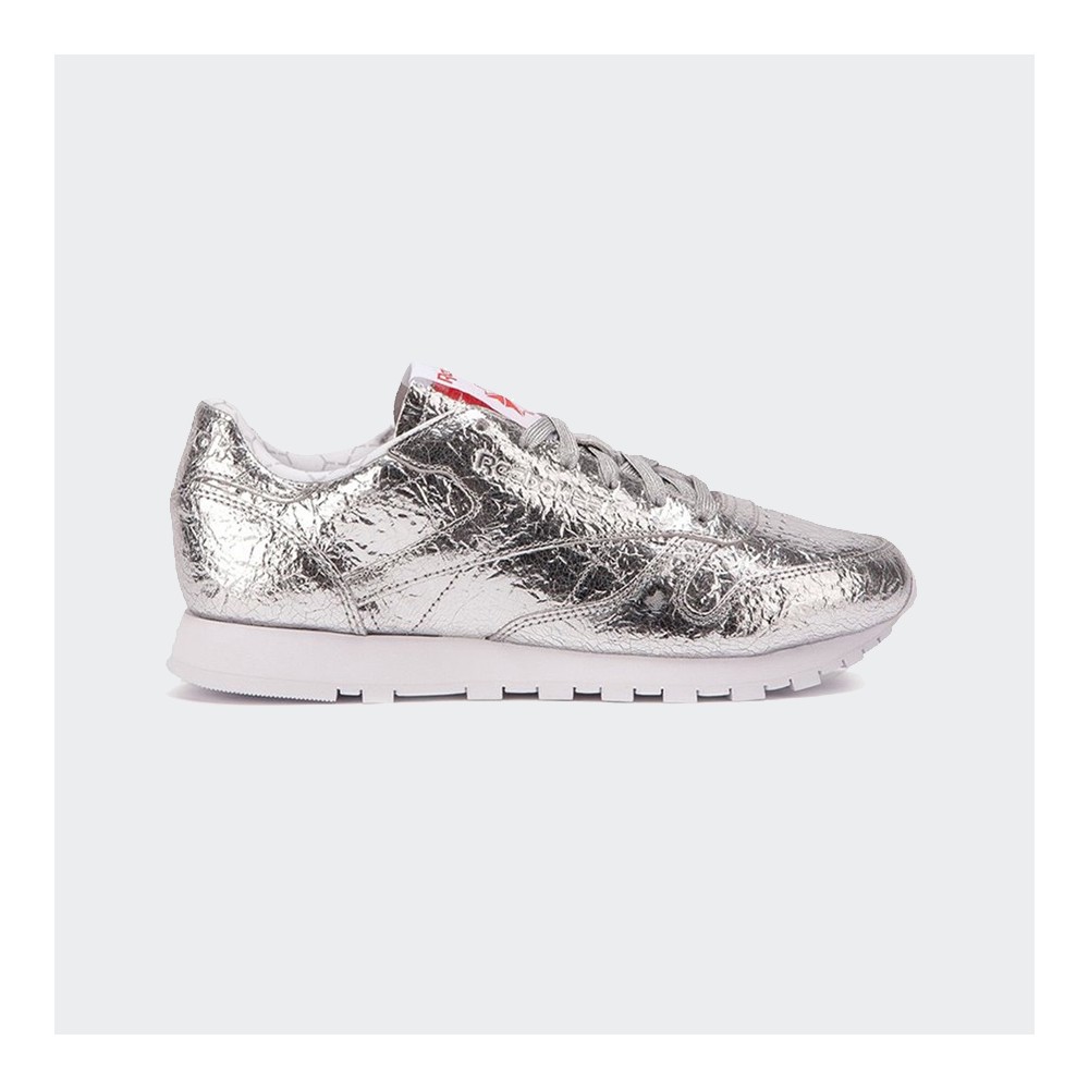 reebok cl leather silver metallic foil hd