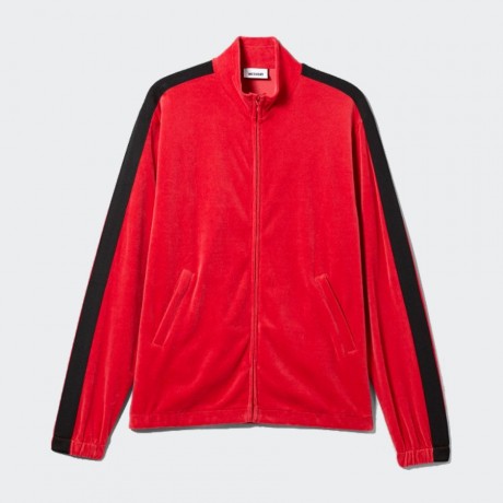 Weekday - Track Velour Sweatshirt Red 2