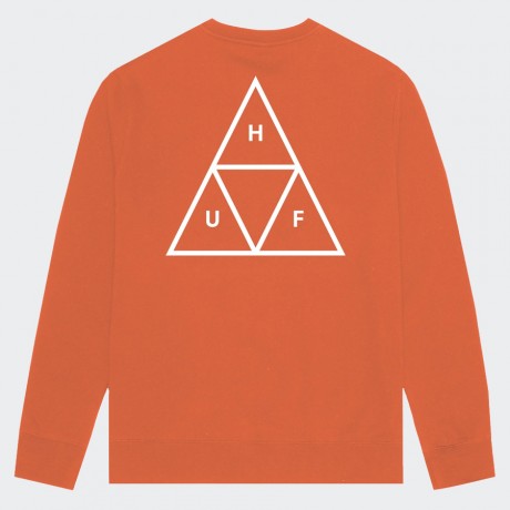 HUF - ESSENTIALS TT CREW MANDARN RED 2