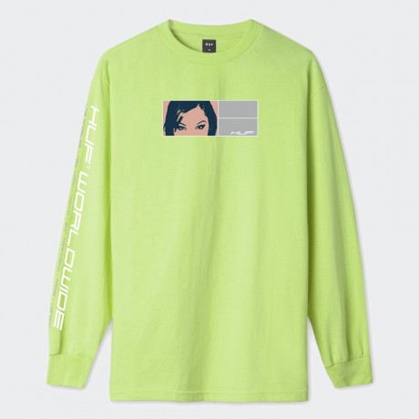 HUF - WONDERLAND L/S TEE HOT LIME