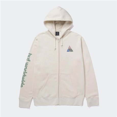 HUF WORLDWIDE LOWELL JACQUARD SHERPA FULL ZIP FLEECE NATURAL